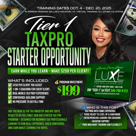IN-PERSON DALLAS TX Register Here For Tier1 "Starter Tax Pro"